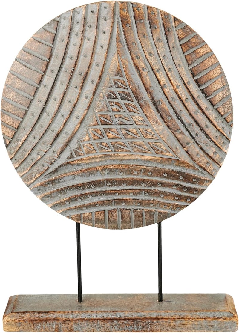 Eximious India Farmhouse Table Sculpture Home Decor Statue Mandala Carved for Modern Home 10" x 14", Living Room, Fireplace Mantel Shelf, Table and Entryway Decor Stand KHST02 - Image 2